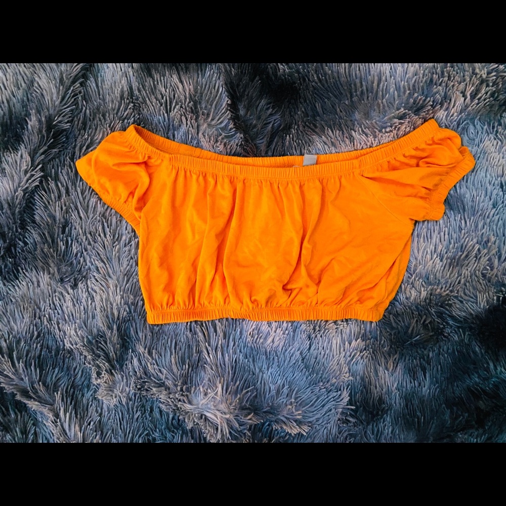 Orange Off-The-Shoulder Crop Top